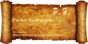 Perka Hieronima névjegykártya